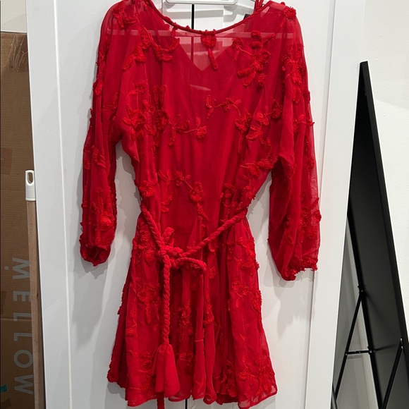 Mare Mare Dresses & Skirts - Mare Mare Anthropologie  Elegant Red Embroidered Dress - can fit up to a Medium